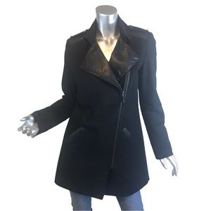 Promod Black Trench Style Long Jacket US 8 Medium